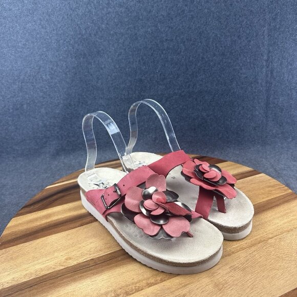 Mephisto Helen Flower Leather Air Relax Slide Sandals Red Women's 37/7 - Picture 2 of 10